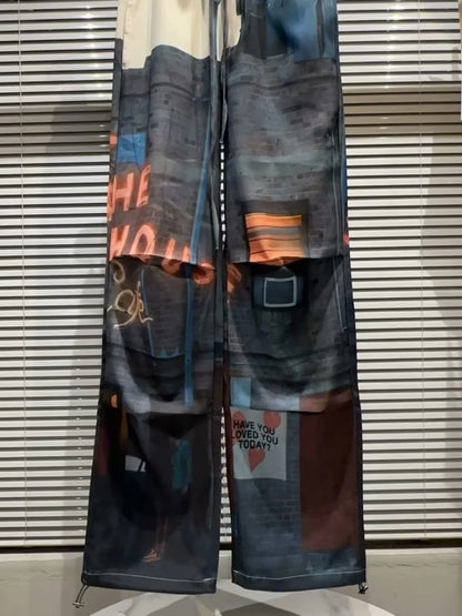 Loose Wide Leg Casual Pants Unisex Graffiti Print High Street Sports Trousers Korean Fashion Style Youthful Energy Daily Wear