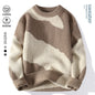Men's New Autumn Winter Casual Warm Neck Sweater Knit Pullover Tops Mens Casual  Streetwear Warm Knitting Pullovers