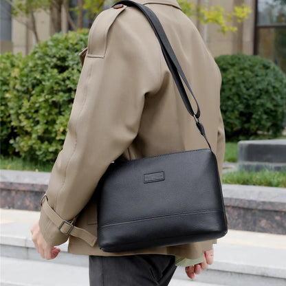 Genuine Leather Men's oulder Bag Casual Busin Crossbody Bag Top Layer Cowhide New 2025 for Youth three-layer zipper shoulder bag