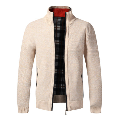Autumn Winter Warm Cardigan Men Fleece Sweaters Full Zip Jackets Slim Fit Luxury Brand Knitted Sweater Coat American Jersey