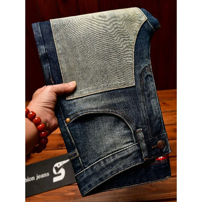 Men's Vintage Patchwork Jeans – Slim Retro Street