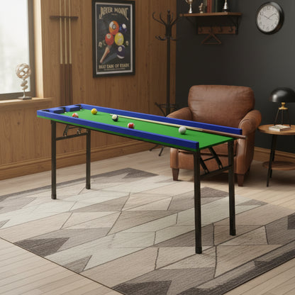 Five Points Pool Table Home Training Snooker Pocket Wooden Hole Foldable Iron Legs Playing