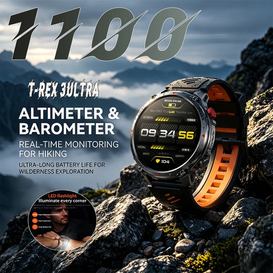 T-Rex Pro Military Smartwatch 5ATM AMOLED Dual-Band Casual