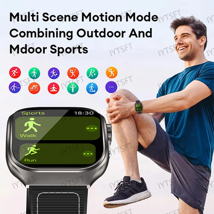 LAXASFIT 2.01 Inch Curved Screen Men's Smart Watch Bluetooth 5.3 HD Call Multiple Sports Modes Woman Watch Gift