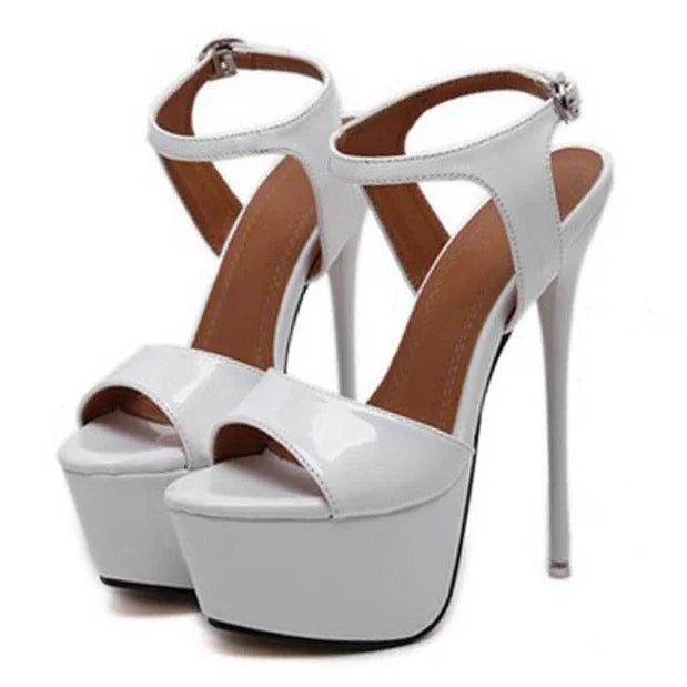 Aneikeh große Schuhgrößen 41 42 43 44 45 46 High Heels Sandalen Sommer Sexy offene Spitze Partykleid 16CM Plateau Gladiatoren Damen Pumps