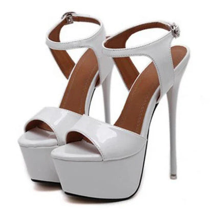 Aneikeh große Schuhgrößen 41 42 43 44 45 46 High Heels Sandalen Sommer Sexy offene Spitze Partykleid 16CM Plateau Gladiatoren Damen Pumps
