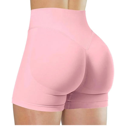 Women's Summer High Waist Yoga Shorts | Solid Color Running Fitness