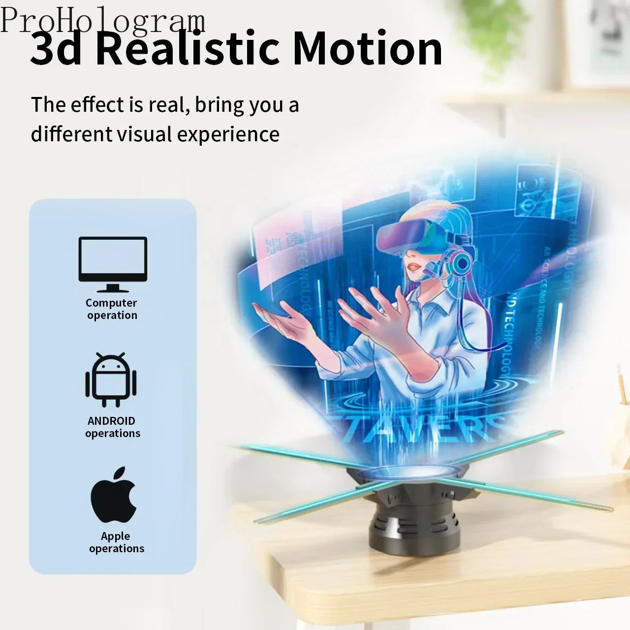 3D Fan Hologram Projector Wifi Display Advertising Logo Light Led Sign Holographic Lamp Three-Dimensional Projectors 52-80CM