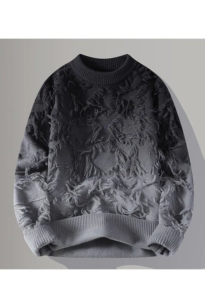 Textured gray sweater on a light gray background