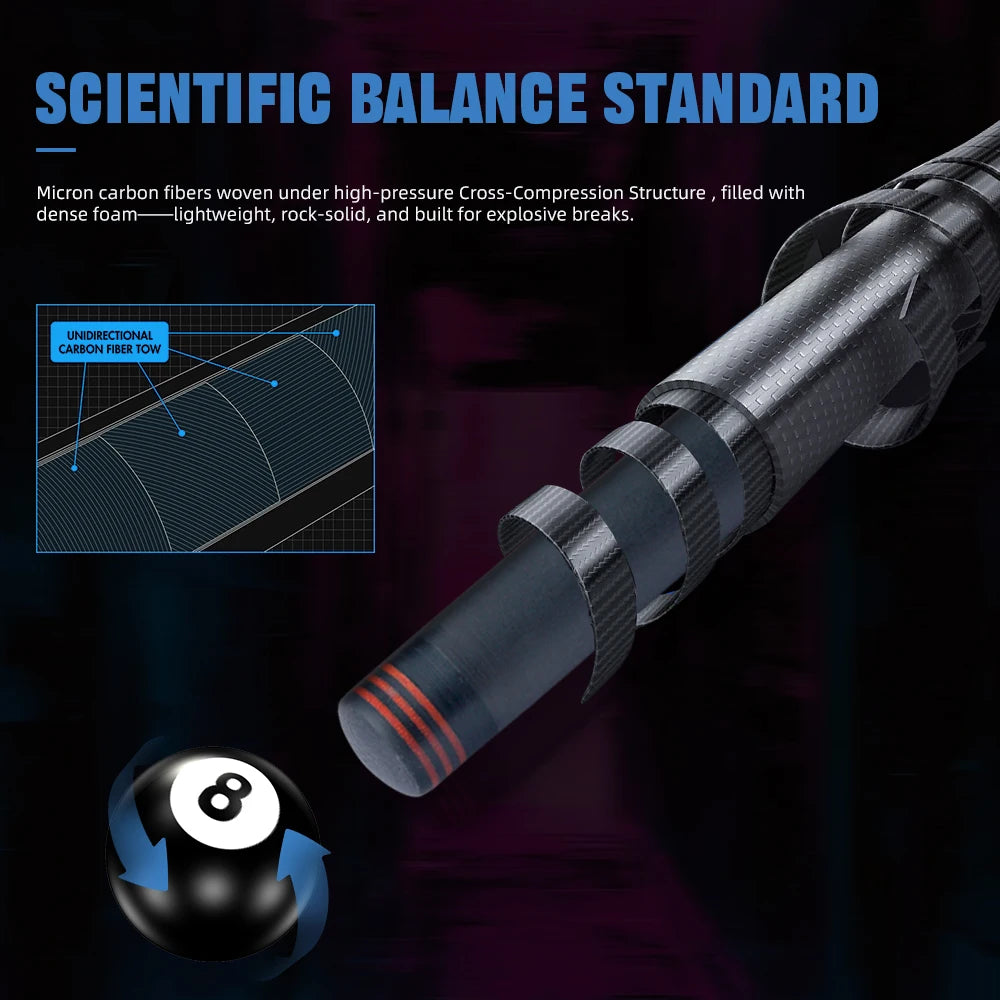 KONLLEN Carbon Fiber Break Cue 12.9mm – Pro Billiards