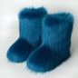 Women's Winter Snow Boots Outdoor Luxury Furry Faux Fox Fur Boots Woman Plush Warm Platform Shoes New Fashion Bottes Big Size 46