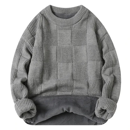 New Solid Color Homestays Men's Autumn and Winter Warm Thick Crewneck Sweater Casual and Comfortable Home Pajamas