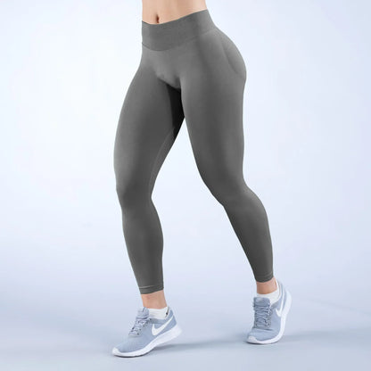 Nahtlose Damen Yoga-Hose mit fester Taille, dreifacher Bund, sexy Hüftstraffung, enge Sporthose, Fitness-Übungs-Yoga-Hose