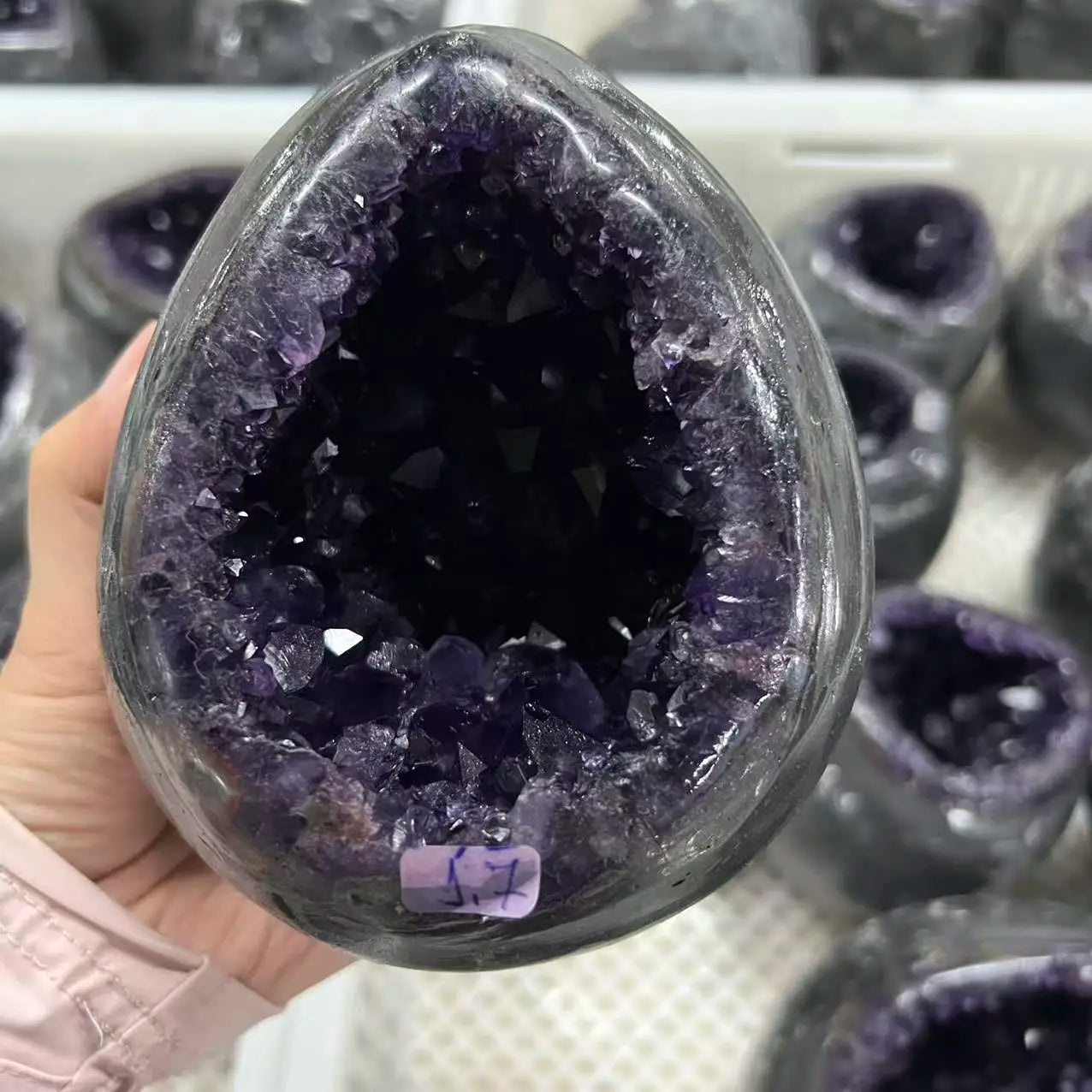 Natural amethyst dinosaur egg quartz crystal cave specimen treatment spiritual energy