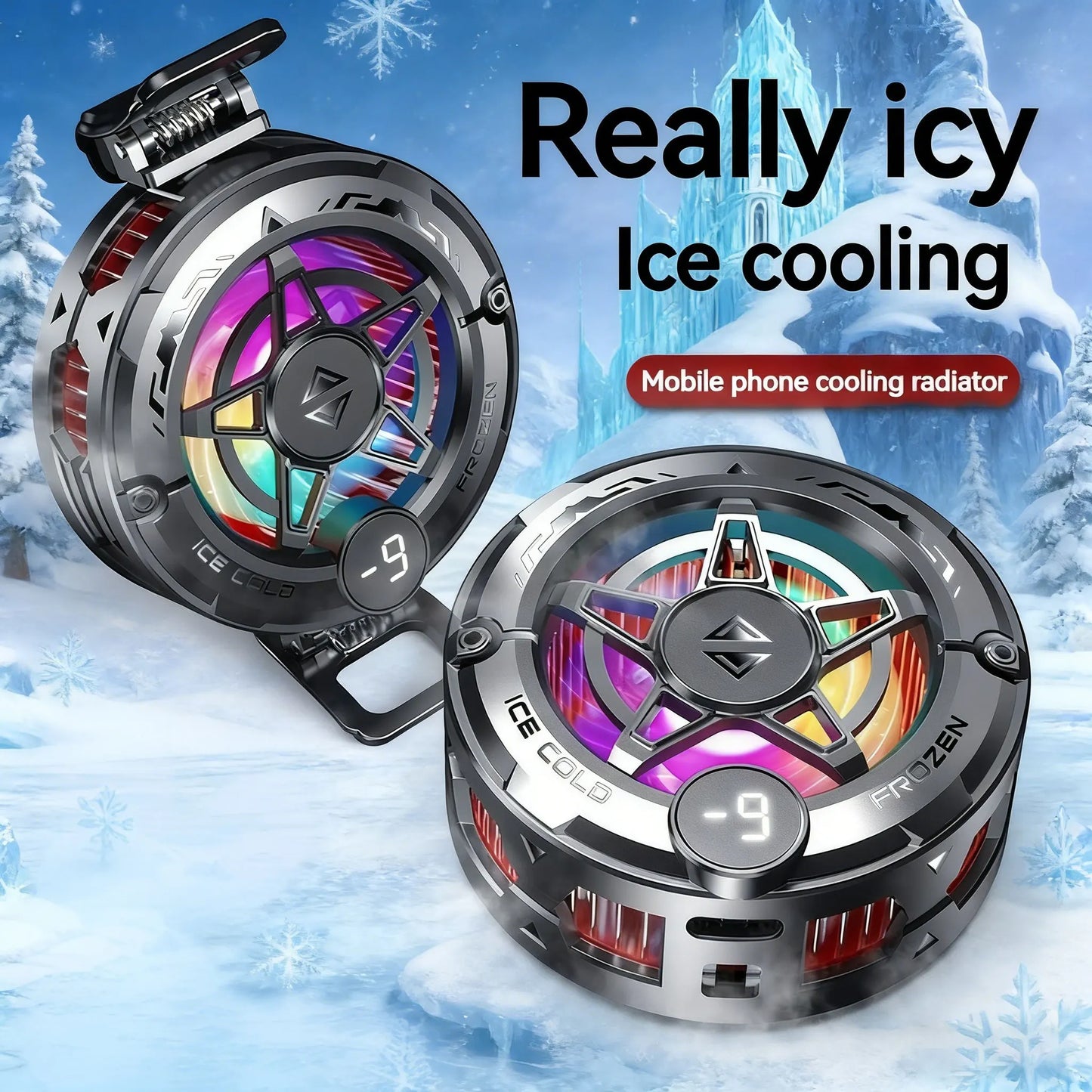 Magnetic Phone Cooler Gaming Fan RGB Display