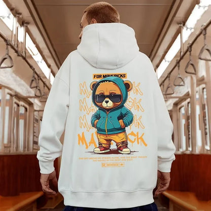 M-8XL American Street Style Teddybär-Print Hoodie, Unisex Paar Hoodie, Herbst- und Winter-Kapuzenpullover für Erwachsene