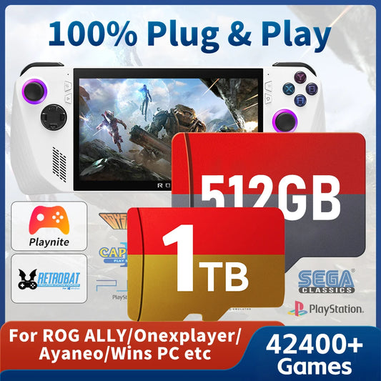 Game TF Card for ROG ALLY/Rog ALLY X/Wins Handheld/PC Playnite & Retrobat Game Console 52400+AAA/Retro Games for PS3/PS2/Switch