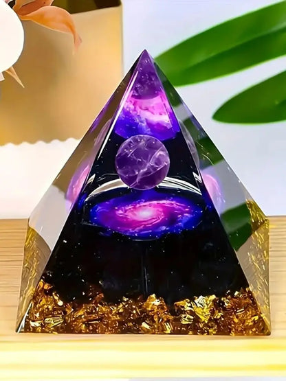 Amethyst Crystal Ball Pyramid - Stress Relief Decor
