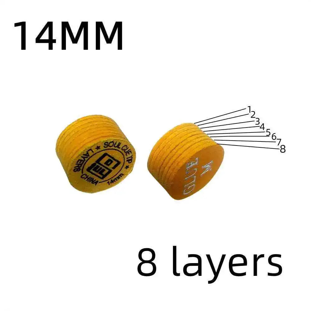 2/1PCS 14mm Billiards Pool Cue Tips 8 Layers M/H Hardness For Billiard Soul Cue Head Snooker Tips
