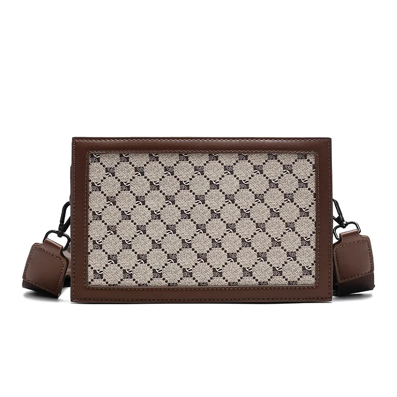 Hochwertige Herren Umhängetasche Stylische kleine quadratische Tasche Minimalistische karierte leichte Business Crossbody Bag Lässige Street Sling Bag