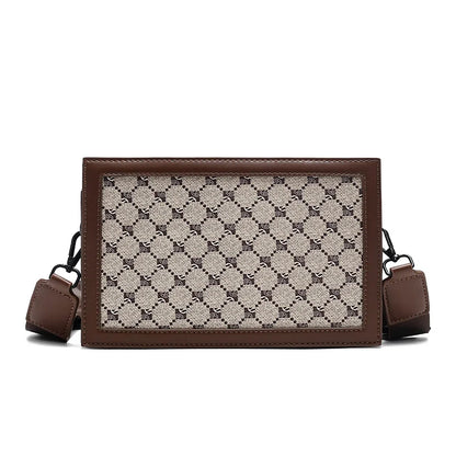 Hochwertige Herren Umhängetasche Stylische kleine quadratische Tasche Minimalistische karierte leichte Business Crossbody Bag Lässige Street Sling Bag