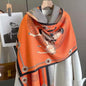 Luxury Winter Faux Cashmere Scarf Women 2025 fashionable Little horse thickened European and American warm Shawl