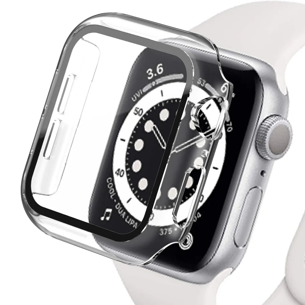 Displayschutzfolie aus gehärtetem Glas+Abdeckung für Apple Watch Zubehör 45mm 41mm 44mm 40mm 42mm Displayschutzfolie Apple Watch Hülle Serie 9 4 5 6 SE 7 8