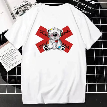 Kaufen Sie modische T-Shirts, kurzärmelige T-Shirts mit Sommer-Buchstabenmuster, lockere und atmungsaktive Eltern-Kind-Freizeit-T-Shirts