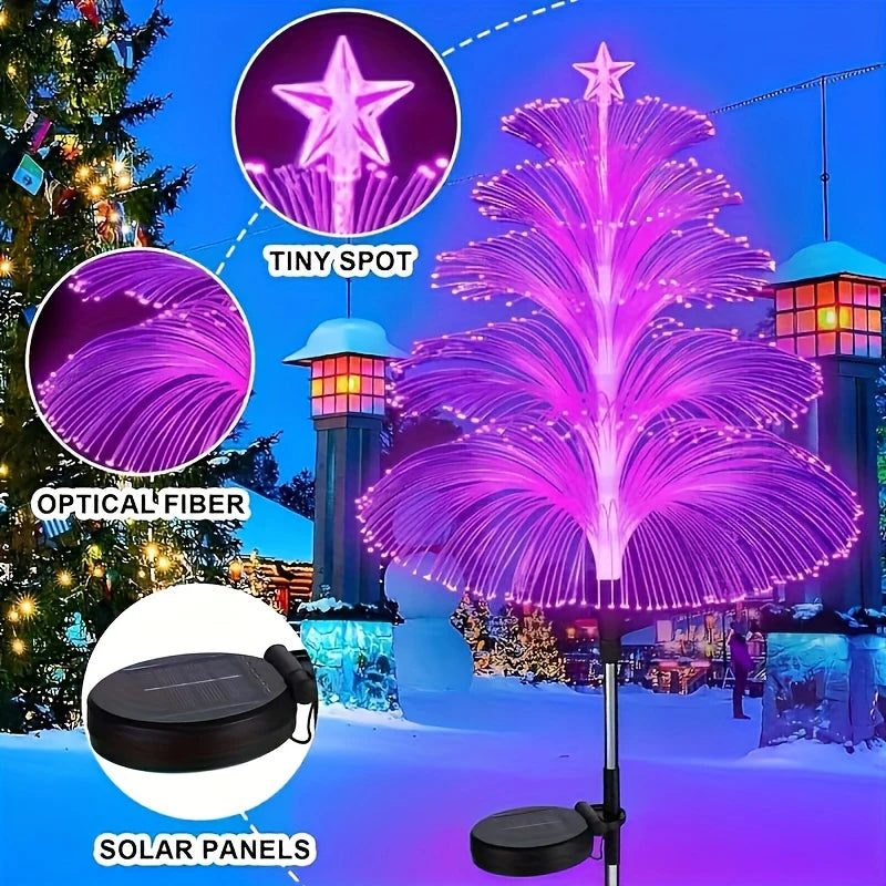 1PC Outdoor Solar Garden Lights 7 Colors Variable Solar Stake Jellyfish Reed Lights Solar Outdoor Color Changing Lights