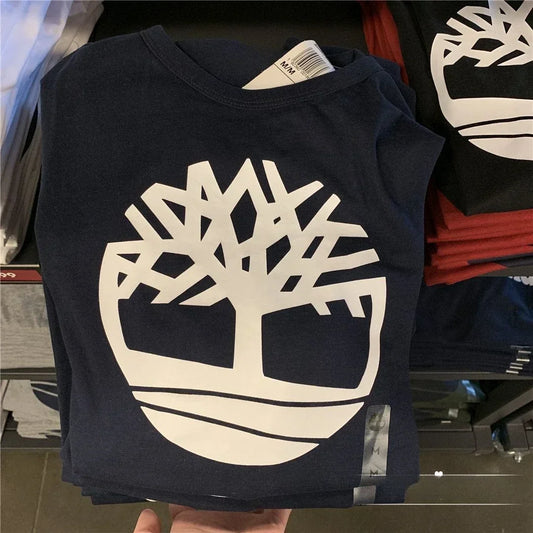 Men's Cotton Tree Logo Print T-Shirt Casual Summer Tee