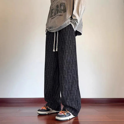 Thiened Fce Lined Casual Pants Men's Autumn Winter Loose Sports Long Trousers for Working Outdoors Straight Leg Pants