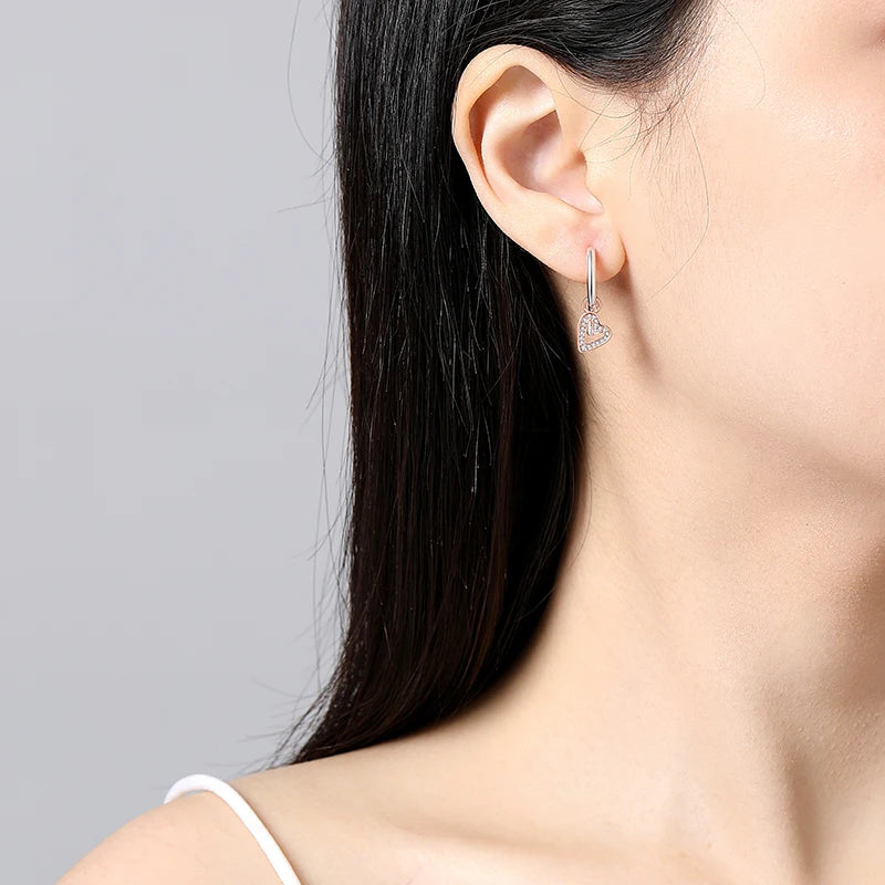 Original 925 Sterling Silber Ohrringe 2025 Stecker Creolen Kristall Ohrringe für Damen Roségold Krone Herz Unendlichkeit Biene Ohrring Schmuck