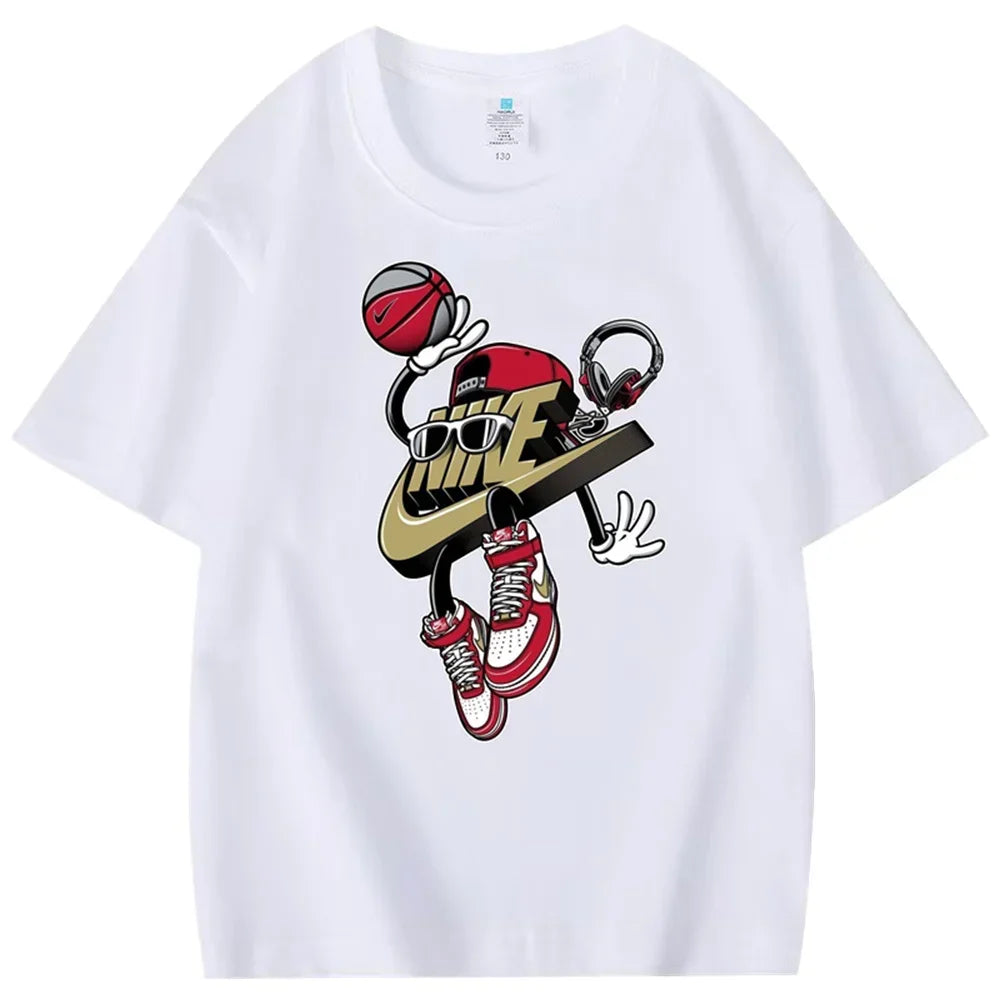 2025 Spring and Summer New Round  Solid Color Brand Short Sleeve T-shirt Light Luxury with Simple Casual Shirt Ins Tide