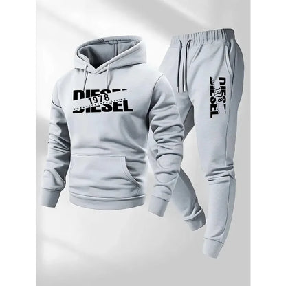 2025 Trendy Autumn and Winter New Hooded Tracksuit Fashionable Casual Sportswear Set, Two-Piece Set