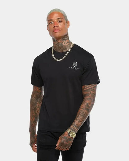 Crooks & Castles Men's Greco Bandusa Tee T-Shirt - Black/Gold Foil Metallic