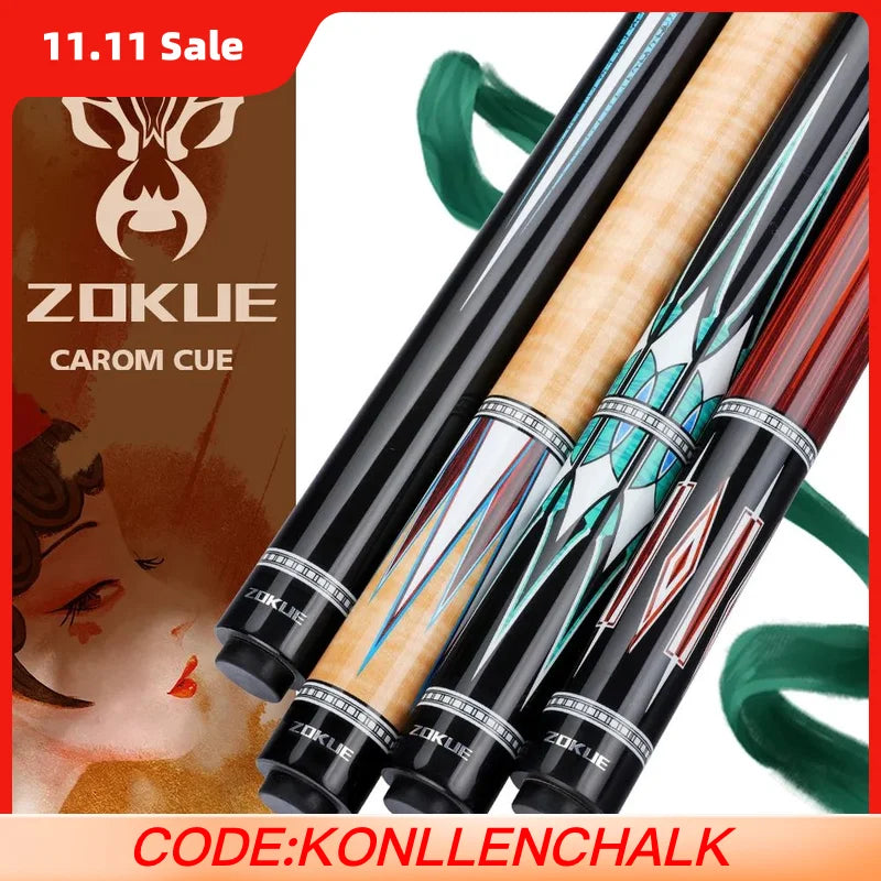 ZOKUE Carom Stick Professional Carom Billiard Cue Korean 3 Cushion Billiard Cue Carom Taper 12mm Tip 142 cm Libre Cue with Case