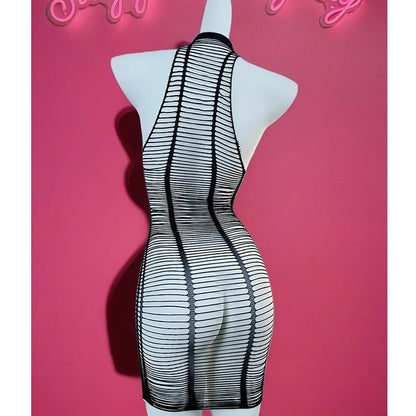 1PC Women Sexy Lingerie Sexy Fishnet Cover Up For Valentine's Day Without Bikini Hollow Out Bodycon Dress See DS711