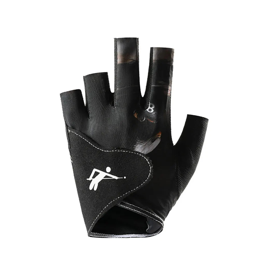 Billiards Glove Left Hand Half Finger Snooker Billiard Glove Non Slip Stickers Elastic Billiard Training Gloves Accessories