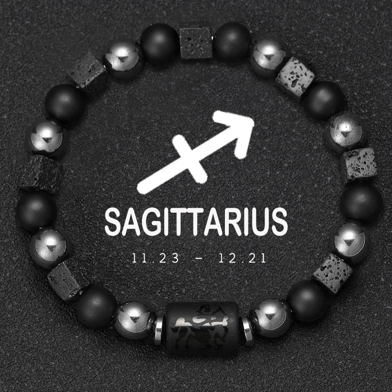 12 Zodiac Bracelets Natural Stone Cancer Virgo Leo Libra Bracelet Couples Friendship Gifts Bracelets Jewelry pulsera hombre