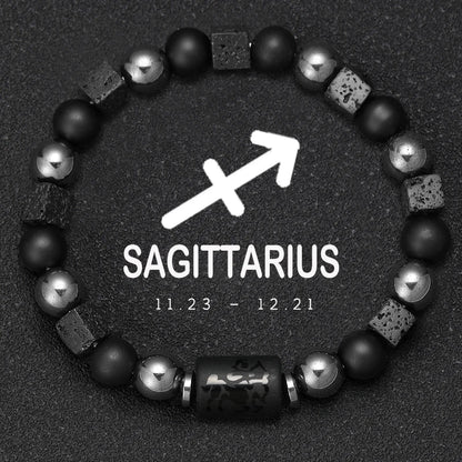 12 Zodiac Bracelets Natural Stone Cancer Virgo Leo Libra Bracelet Couples Friendship Gifts Bracelets Jewelry pulsera hombre