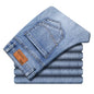 2024 Cotton Stretch Jeans Business Casual Men's Thin Denim Jeans Grey Spring Summer Brand New Fit Straight Lightweight