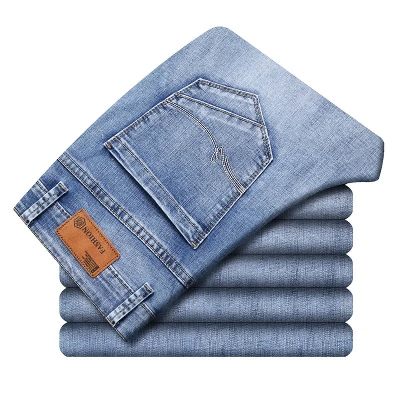 Men's Cotton Stretch Jeans – Slim Straight Lightweight
