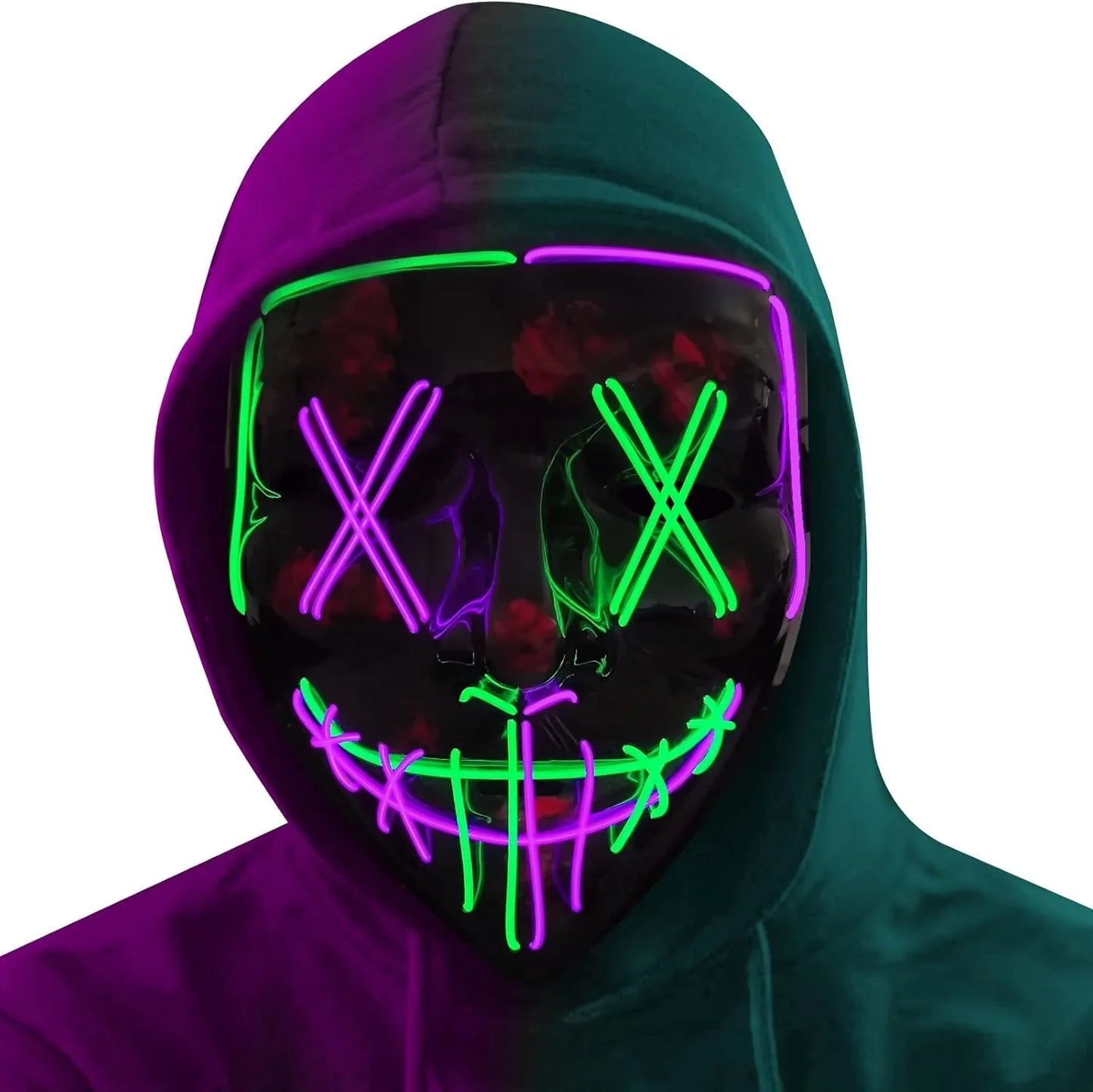 LED Light Up Halloween Mask Scary Cosplay Mask Festival Masquerade Carnival Party Costume Gift