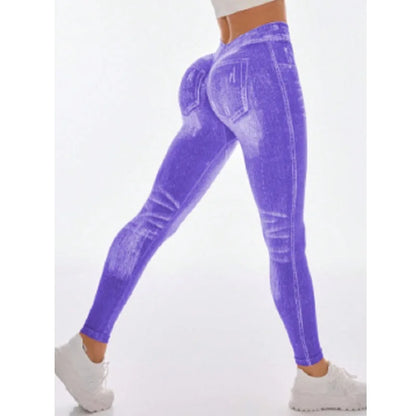 Teglex Faux Jeans Yoga Leggings | Seamless Skinny