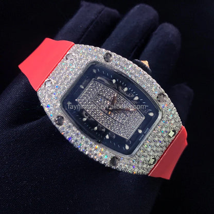 High quality stainless steel luxury watch, hip-hop fully chilled diamond mechanical watch, men's Vvs moissanite diamond watch