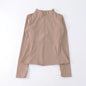 New yoga wear ladies coat round high elastic loose exercise yoga fitness long sleeve stand-up collar  yoga tops