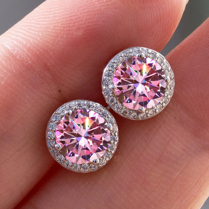 925 Sterling Silver 1 Carat Moissanite Round Earrings Engagement Wedding Daily Work Party Travel Luxurious Gift For Women