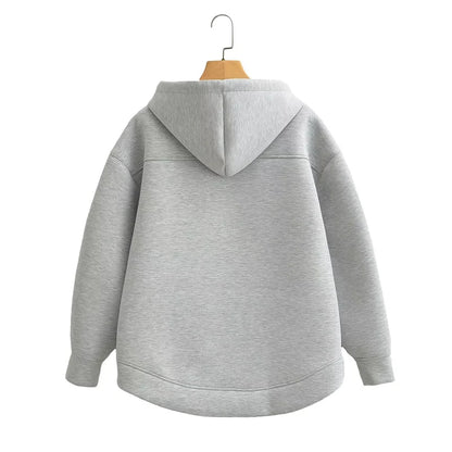 Winter Women's Zipper Hoodie High Street Unisex style Double Pockets Oversize Loose Sweatshirts Outerwear Top