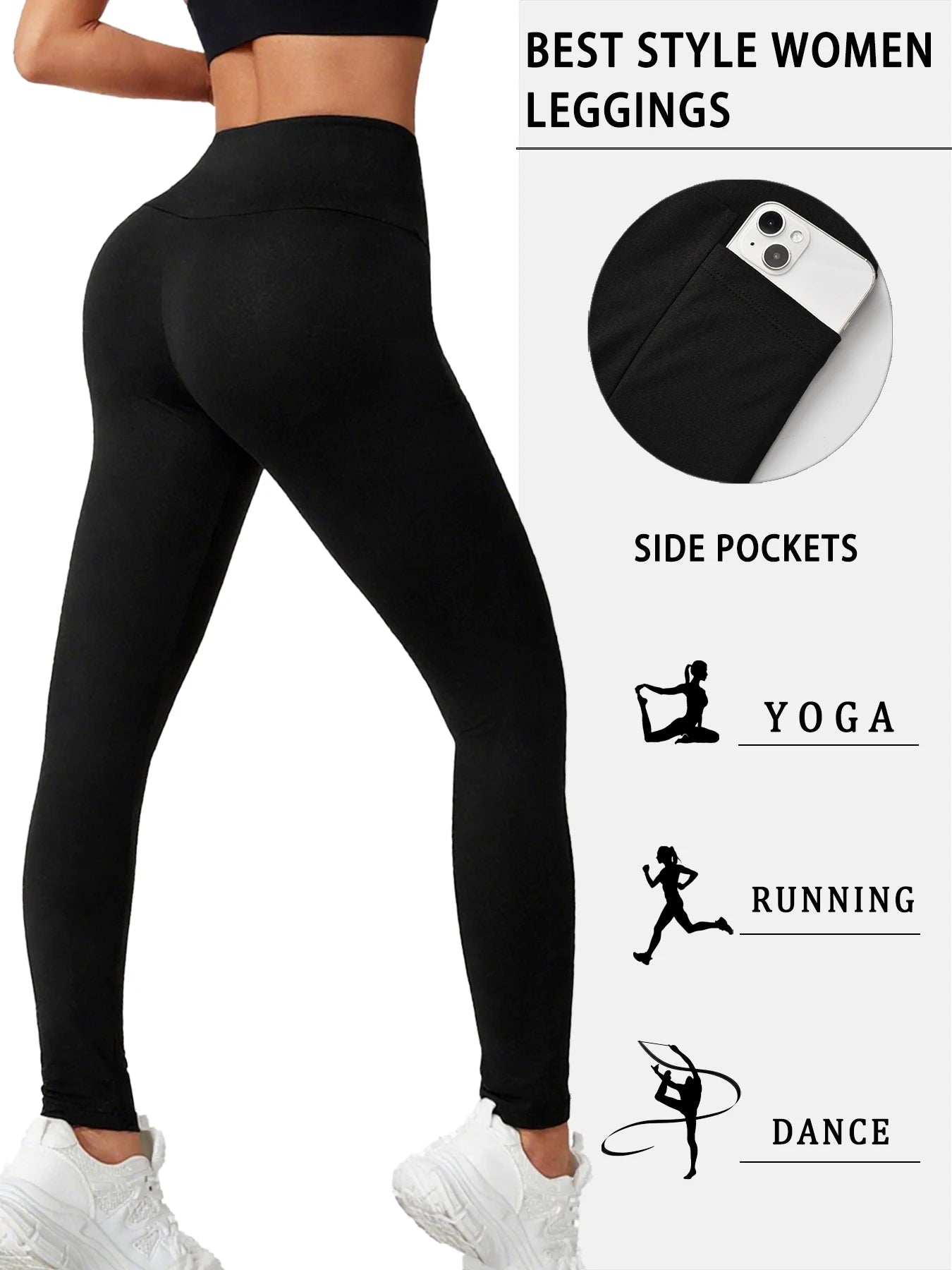 High Waisted Yoga Leggings with Pockets - Women's Super Soft Tummy Control for Workout and Everyday Comfort