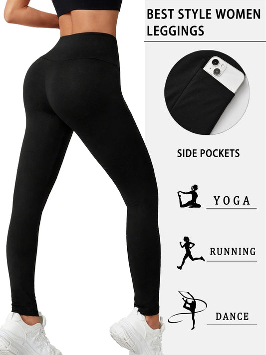 High Waisted Yoga Leggings with Pockets - Women's Super Soft Tummy Control for Workout and Everyday Comfort
